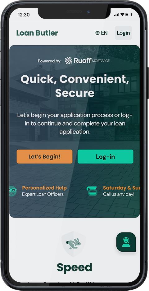 Image of phone showing the Loan Butler Mobile App